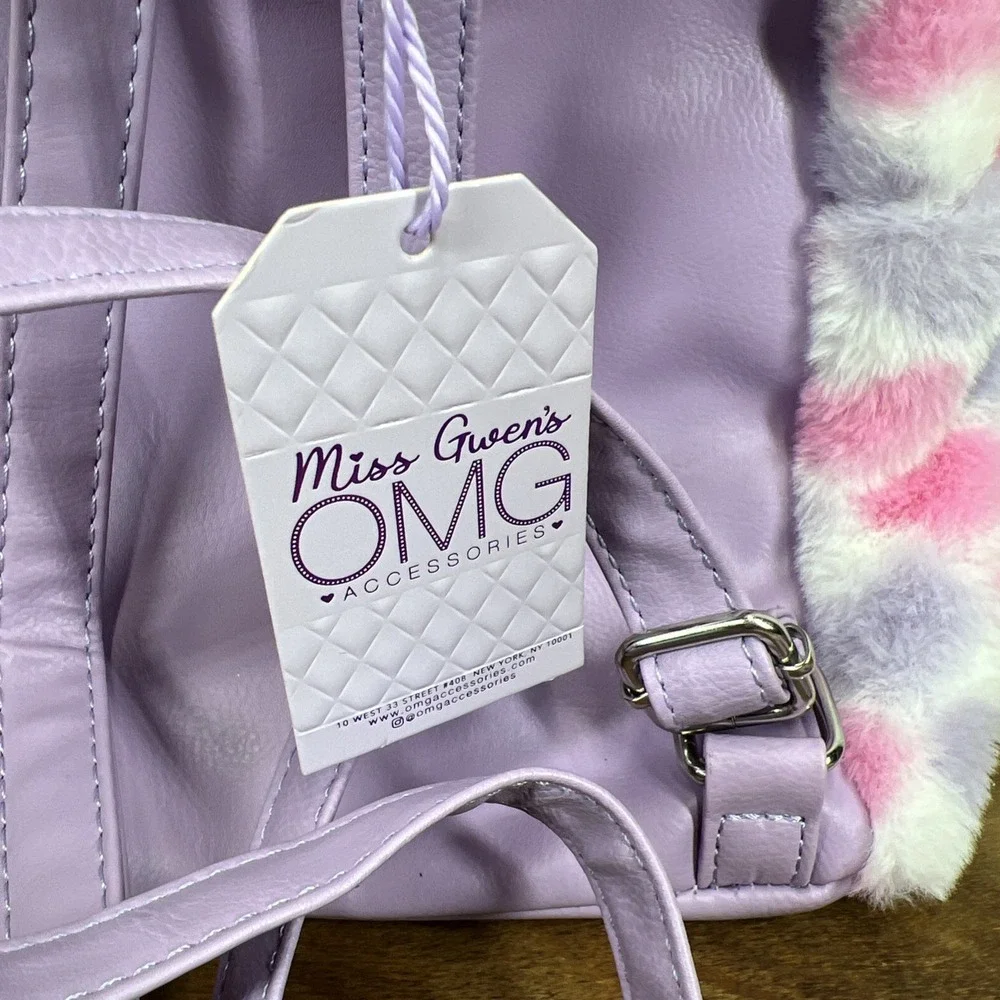 Miss‎ Gwen's OMG Accessories Unicorn Mini Backpack Faux Fur Butterfly NWT